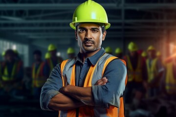 Indian man is a professional engineer. Male leading specialist of the project. AI generated, human enhanced