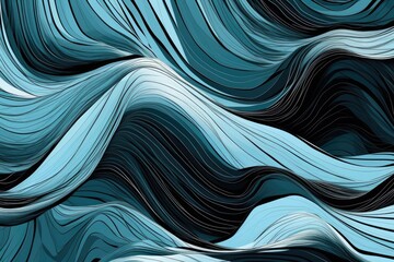 Wall Mural - an abstract blue and black background with wavy lines Generative AI