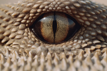 Photorealistic ai artwork of a close-up of a snake eye. Generative ai.