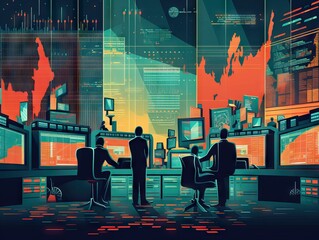 Colorful illustration technology and advance to the future concept, bright and clean world, ai technology uses in real world