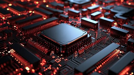 Highly detailed technology texture, AI supercomputer Chrome, insane level of detail throughout circuitry, cinematic depth of field, high contrast lighting, CPU and GPU , circuits interconection,