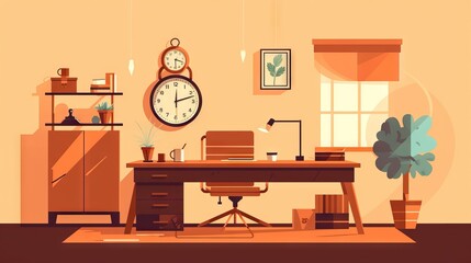 Wall Mural - Minimalist desk illustration, organization working from home concept.