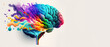 Leinwandbild Motiv Rainbow human brain explosion, cognitive overload, creative inspiration, world mental health day, psychology and neurology concept, Generative AI