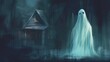 A ghostly apparition in a haunted house. Fantasy concept , Illustration painting. Generative AI