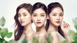 © buritora - アジア人のボタニカルな3人の女性・美容・ビューティーイメージ（Generative AI）