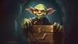 A goblin holding a treasure chest. Fantasy concept , Illustration painting. Generative AI