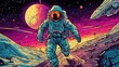 A knight in a spacesuit exploring an other planet. Fantasy concept , Illustration painting. Generative AI