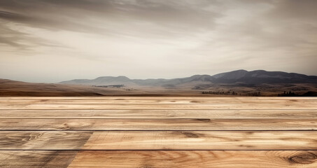 wooden floor on the mountain hill for the background. High quality photo