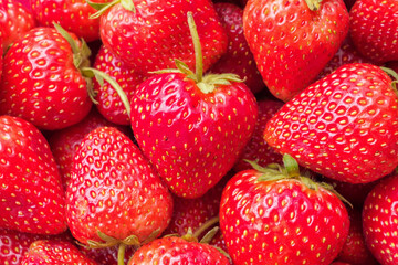 Wall Mural - Fresh organic red strawberry fruit background