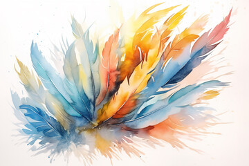 Wall Mural - Watercolor, Feather Abstract background, Ai generated