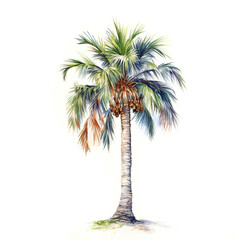 Canvas Print - Palm tree isolated on white background. watercolor