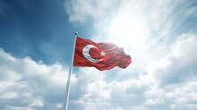 Turkish Flag Against Beautiful Summer Sky