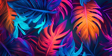 Colorful Tropical Leaves Background Generative Ai
