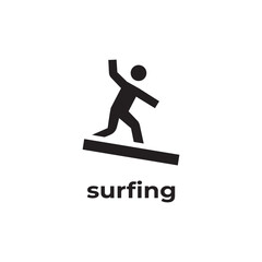 Wall Mural - simple black surfing icon design template