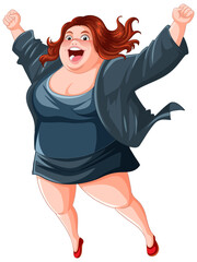 Sticker - Happy overweight office worker woman with victory expression