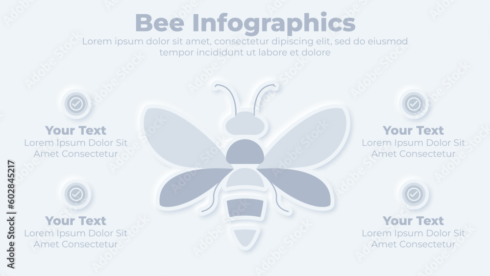 Neumorphic honey bee creative infographic presentation template Stock ...