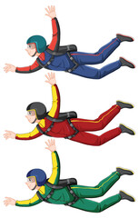 Poster - Set of skydiver cartoon freefall