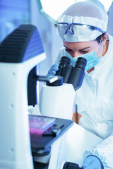 stem cell researcher working in laboratory