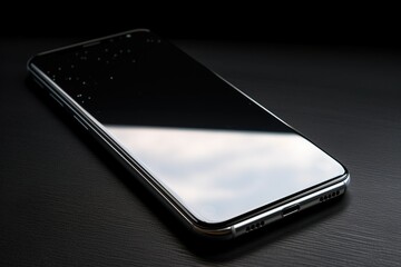 mobile phone on black background, smartphone with screen off isolated on black background