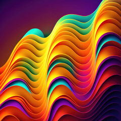 Aufkleber - multicolored neon curved lines background , ai generation