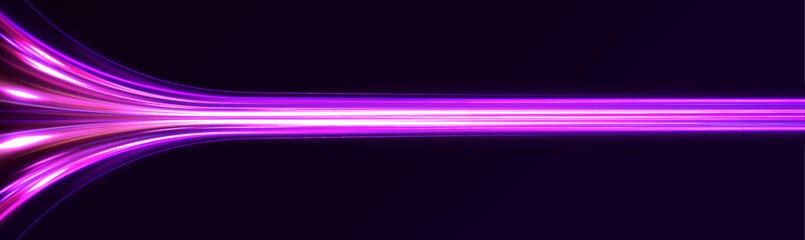 Wall Mural - vector glitter light fire flare trace. abstract image of speed motion on the road. dark blue abstrac