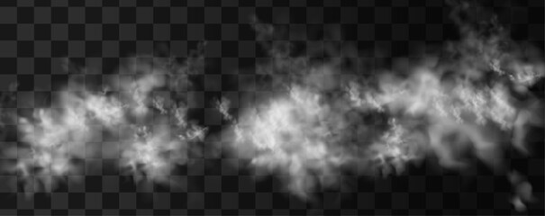 	
Fog or smoke isolated transparent special effect. White vector cloudiness, mist or smog background. PNG.