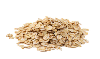 Wall Mural - pile of oatmeal isolated on white background