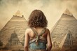 Ancient egyptian pyramid child girl. Generate Ai