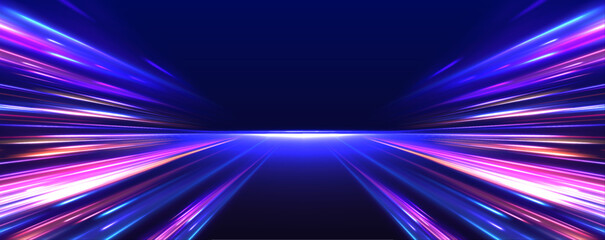 vector glitter light fire flare trace. abstract image of speed motion on the road. dark blue abstrac