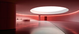 Fototapeta Perspektywa 3d - Modern empty room with red lights on the wall and open ceiling