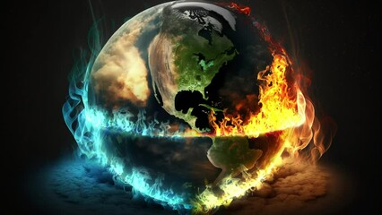 Wall Mural - Earth is burning - climate changee - Concept Art