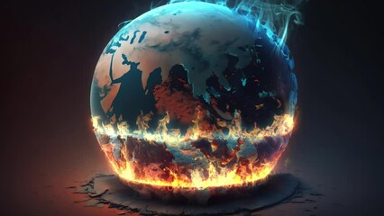 Wall Mural - Earth is burning - climate changee - Concept Art