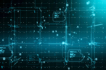 abstract matrix technology background with scientific technology data of binary code transmission ne