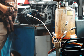 Wall Mural - Different tools on workbench in car service