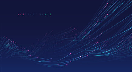 Wall Mural - glowing lines on blue background