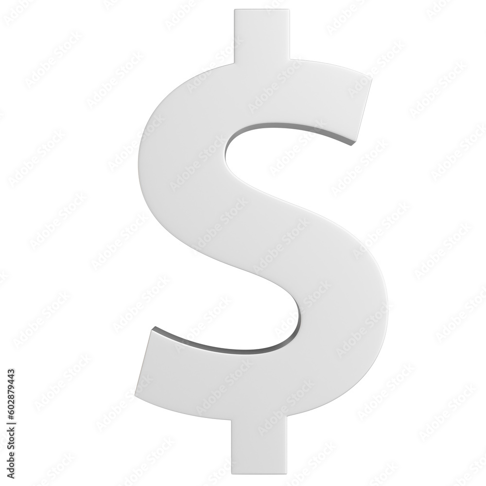 silver Dollar sign 3D illustration Stock Illustration | Adobe Stock
