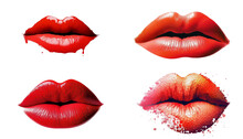 Kissing Lips Isolated On White Background. Generative AI.