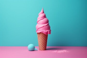 summer ice cream ice art cream cloud dessert concept pink blue. Generative AI.