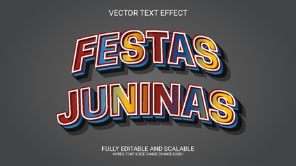 Wall Mural - Festas Juninas 3D Fully Editable Vector Text Effect Template 