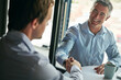 © Grady Reese/peopleimages.com - Business man, handshake and meeting for happy deal, collaboration or welcome, agreement and interview success. People or clients shaking hands for thank you, partnership and opportunity in office