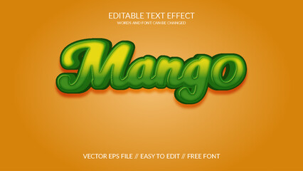 Wall Mural - Mango 3D Fully Editable Vector Text Effect Template 