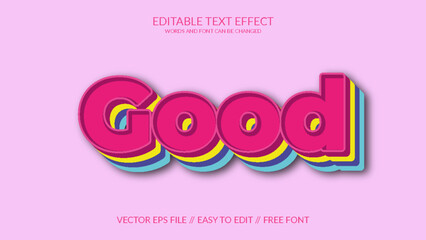 Wall Mural - Good 3D Fully Editable Vector Text Effect Template 