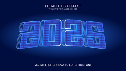 Wall Mural - 2025 3D Fully Editable Vector Text Effect Template 