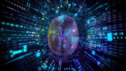 Leinwandbilder - Businessman fingerprint scanning and biometric authentication.Generative AI