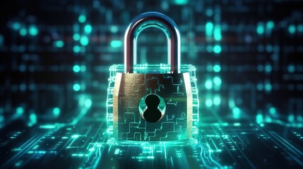Poster - Cybersecurity and privacy concepts to protect data.Generative AI
