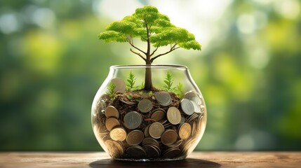 Poster - Abstraction of the money plant.Generative AI