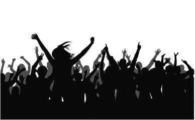 Cheering crowd at a concert. People raising hand at the concert	