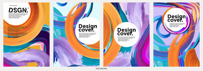 colorfull vector ilustration cover design set. Abstract blue liquid graphic gradient circle shape on cover book presentation. brochure layout and modern report flyers poster template.