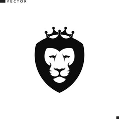 Canvas Print - Lion head with crown sign. Wild animal