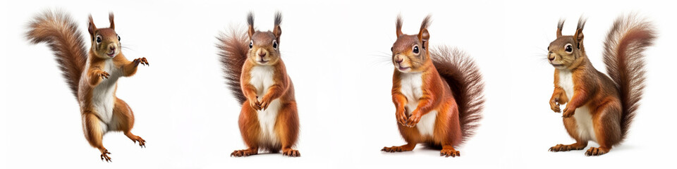 Wall Mural - wildlife forest woods animals banner panorama long - collection of standing, sitting, jumping, runni
